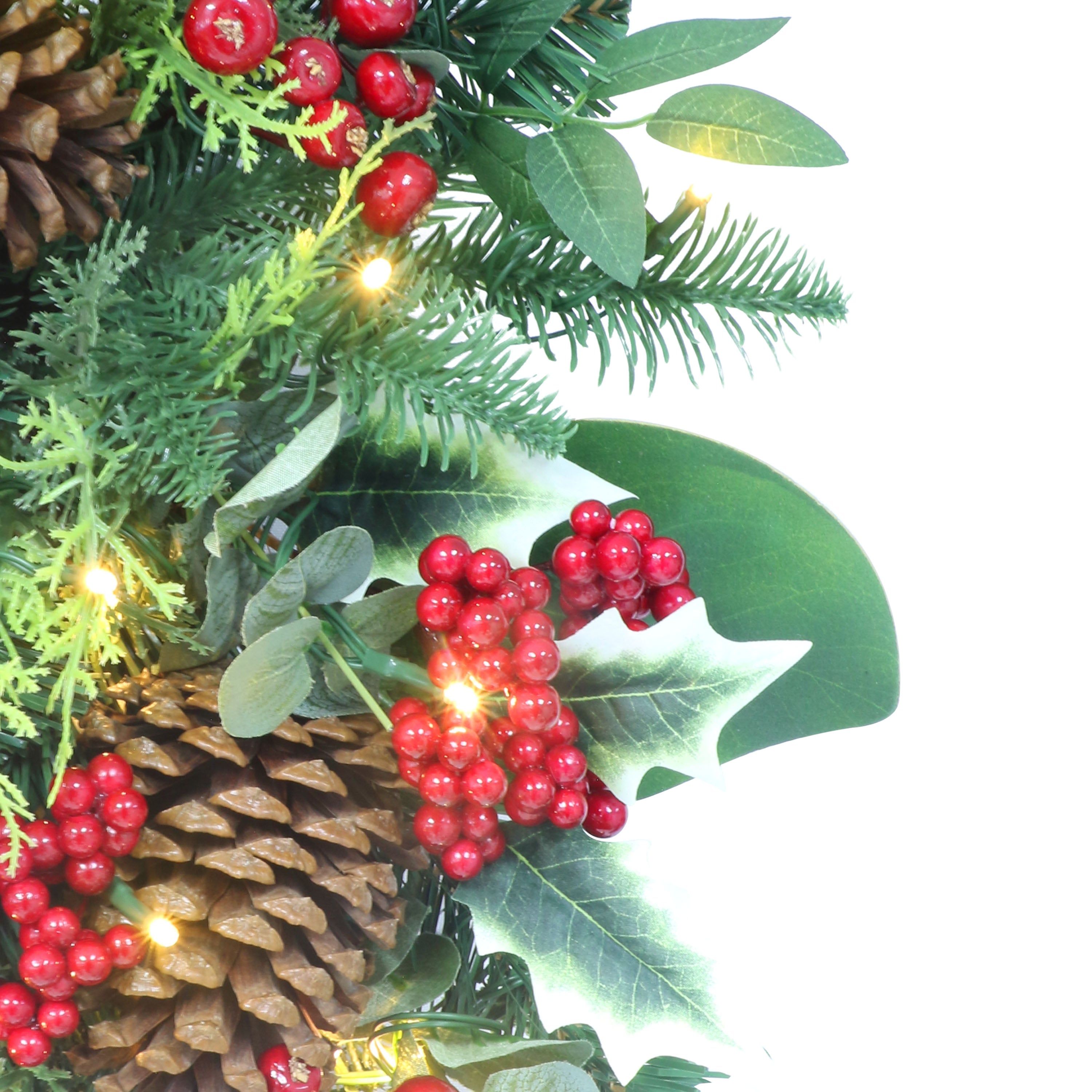 26" Battery-Operated Pre-Lit Decorated Wreath